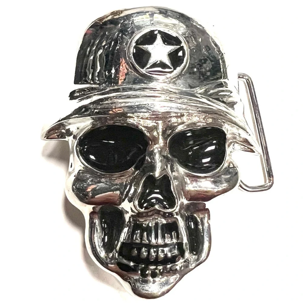Motorcycles Biker Skelton Black Silver Mens Fashion Belt Buckle